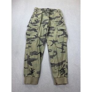 Tna Jogger Pants Womens‎ Small Green Camo Cargo Elastic Waist Cuffed Casual
